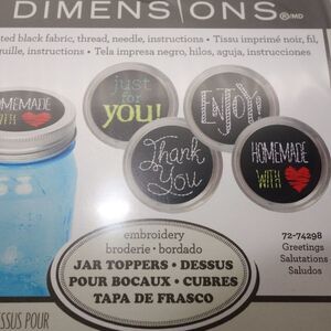 NEW Set of 4 Dimensions Jar Toppers Greetings Thank You Homemade Regular or Wide